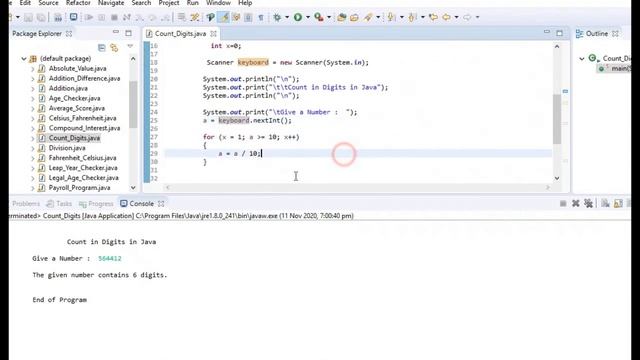 Count Digits in Java