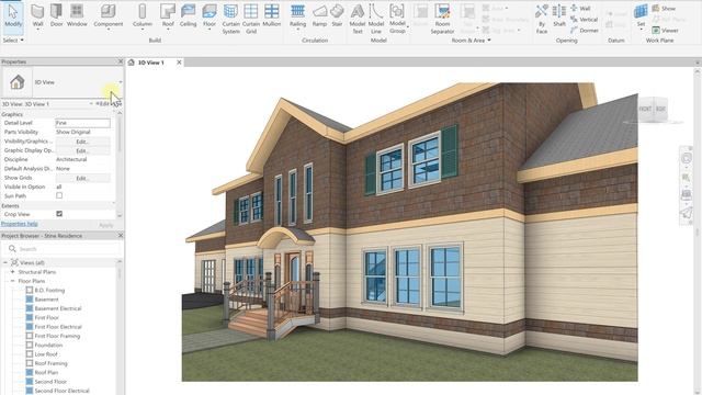 Autodesk Revit User Interface Tutorial Introduction | Residential Design Using Autodesk Revit 2024