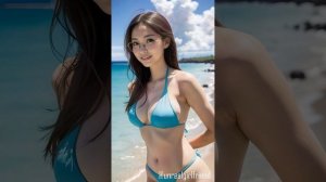 【4k AI Art】ハワイの海で出会った日本人の美女