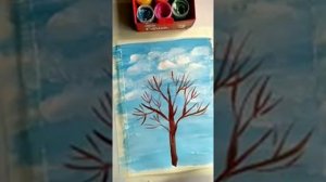 Как нарисовать цветущее дерево ватными палочками. Урок рисования для детей- рисуем дерево