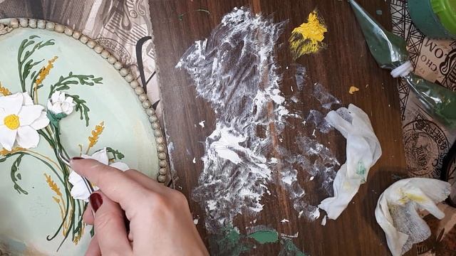 Скульптурная живопись "Васильки и ромашки"
