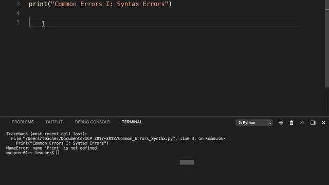 Common Errors Syntax