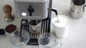 Krups XP 3440 Home Espresso Machine - Making Cappuccino with Paper Cup