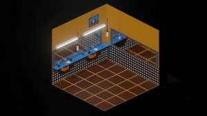 Isometric View Orthographic Lens Barber Shop Blender Animation Video 6