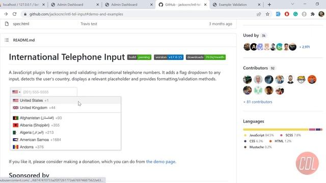 International Telephone Numbers with Country Code | Add Countries Numbers in Select Box in Laravel