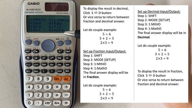 How to Convert between Decimal and Fraction | Casio fx-115ES and fx-991ES Calculator смотреть онлайн