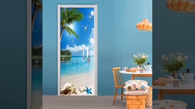Пляжная наклейка на дверь с видом море, 3d самоклеящиеся водонепроницаемые обои из пвх, стену смотреть онлайн