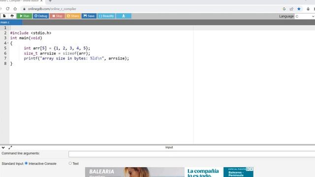 Array size in bytes in a minute