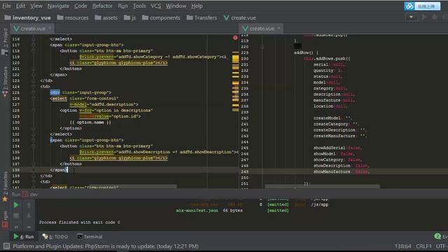 【Laravel 5 4 Vuejs 2 Inventory】 create a serial toggle  and create the additioncomponent