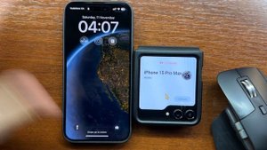 Samsung Galaxy Z Flip 5 Incoming & Outgoing Calls Folded with Logi MX Master 3S Mouse + iPhone 15 P