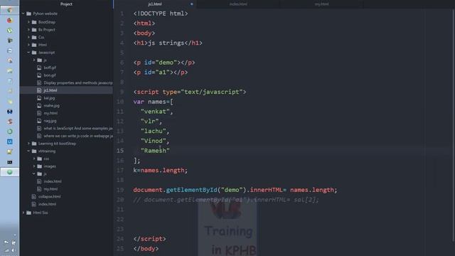 Array Methods and Properties  JavaScript Training Videos Telugu 25 Length I JavaScript Tutorial