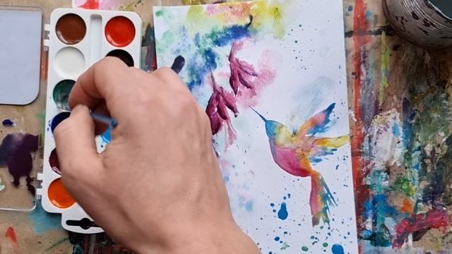 КОЛИБРИ |Медовая акварель? Рисуем просто? смотреть онлайн