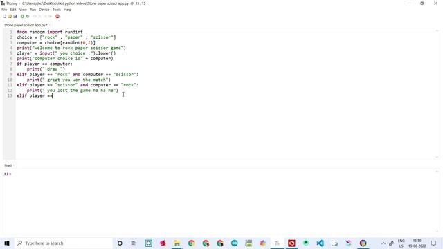 How to create to code for stone paper scissor game for beginners in python using thonny смотреть онлайн