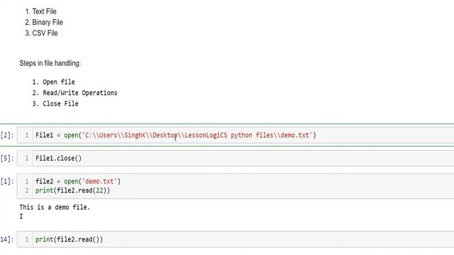 2.5 File Handling in python | Text, Binary and CSV files