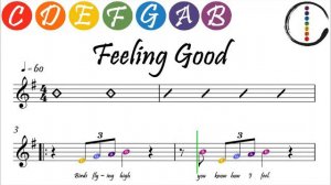 Feeling Good - Flute Beginner Sheet Music with Easy Notes & Letters