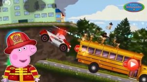 Мультик игра - Пожарная машина финли тушит загоревшую голубую машинку. Пожарники спасают машину