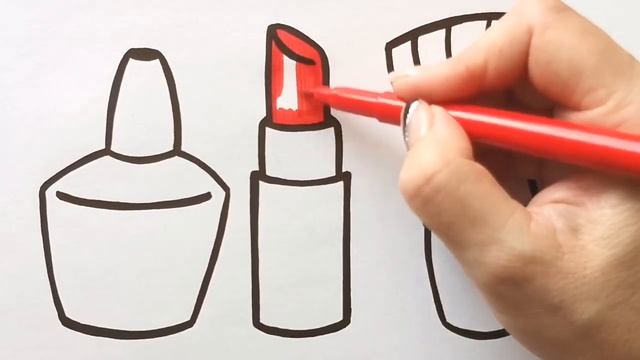 КОСМЕТИКА / ЛАК ДЛЯ НОГТЕЙ, ПОМАДА, КИСТЬ / мультик раскраска для детей / Нарисуй Ка смотреть онлайн