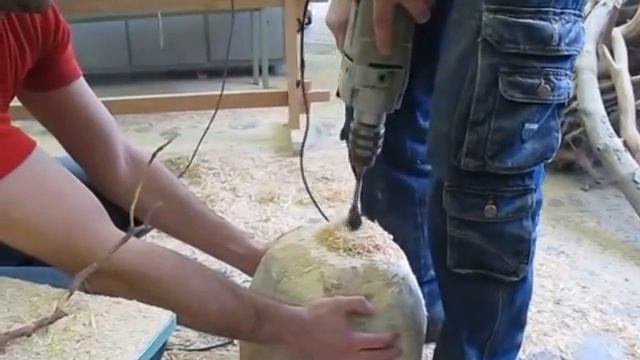 Парковая и напольная скульптура из дерева (бревна). Яблоко. Обучение. смотреть онлайн