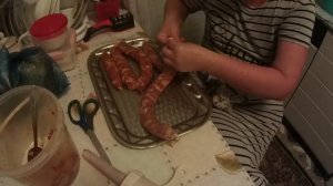Домашняя колбаса из рубленного фарша!!! Часть 2.