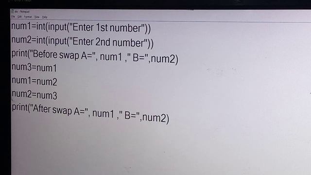 Swapping Programme using Python, example of eval and int  functions #python #swap #programming