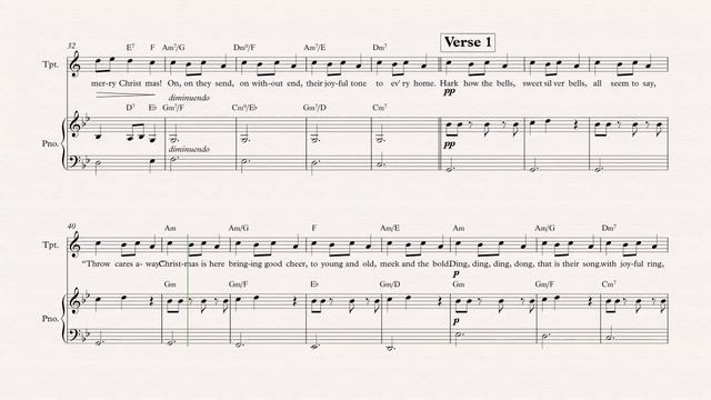 Trumpet - Carol of the Bells - Christmas Carol - Sheet Music, Chords, & Vocals смотреть онлайн