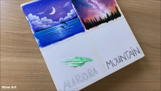 Daily challenge #90 / Set of 4 Magic Night Acrylic Painting смотреть онлайн