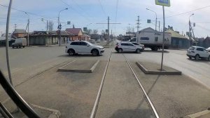 Омский трамвай. Запись с регистратора. Маршрут 7 ул. Стрельникова - Амур за 4 минуты весна 2021