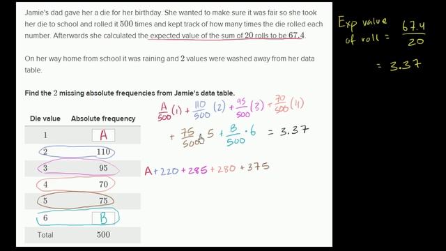 Getting data from expected value | Probability and Statistics | Khan Academy