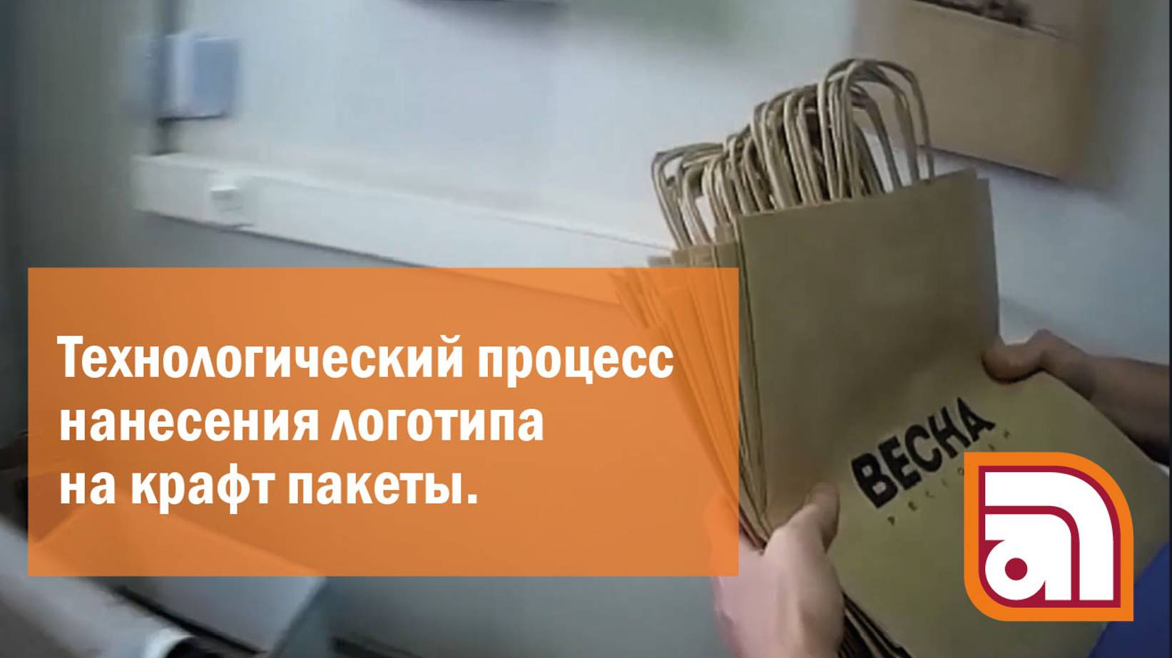 Технологический процесс нанесения логотипа на крафт пакеты.