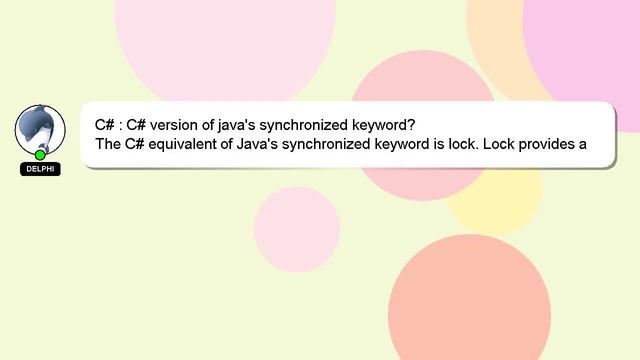 C# : C# version of java's synchronized keyword? смотреть онлайн