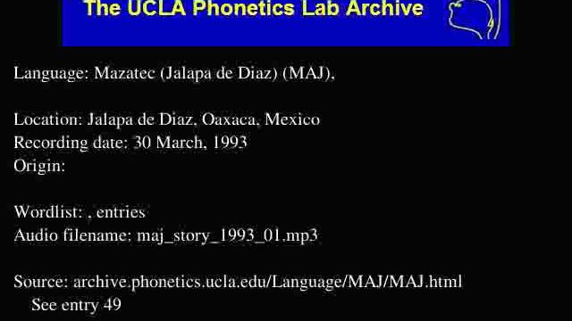 Jalapa De Díaz Mazatec audio: maj_story_1993_01 смотреть онлайн