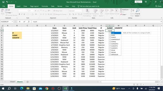How to learn IF, SUMIF, COUNTIF function in MS Excel | sTECH Learning