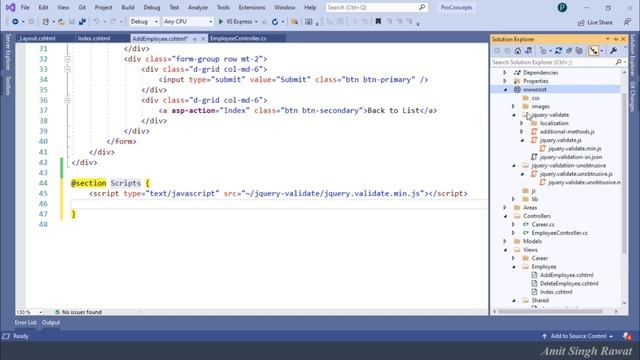 Part 40.  Client Side Validation in .NET Core MVC. | jquery-validate-unobtrusive | jquery-validate