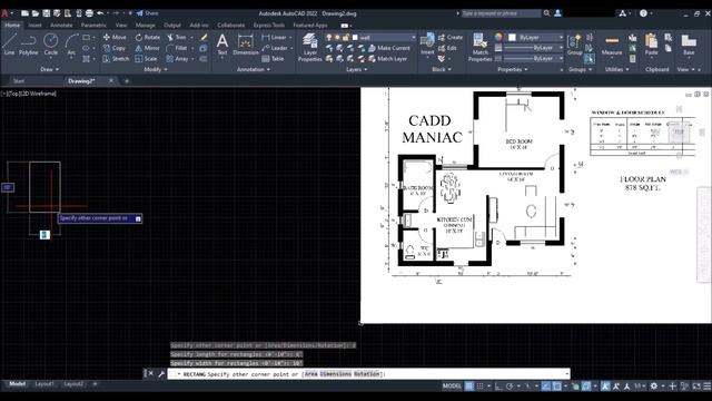 AutoCAD 2022  Making a simple floor plan in AutoCAD 2022: Part 1 of 3  AutoCAD 2d drawing