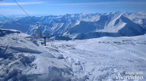 Вершина Кудеби в Гудаури (Грузия) - Подъем на подъемнике/Mount Kudebi Gudauri ski resort (Georgia)
