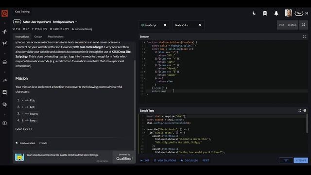 Codewars kyu 8 - Safen User Input Part I - htmlspecialchars javascript смотреть онлайн