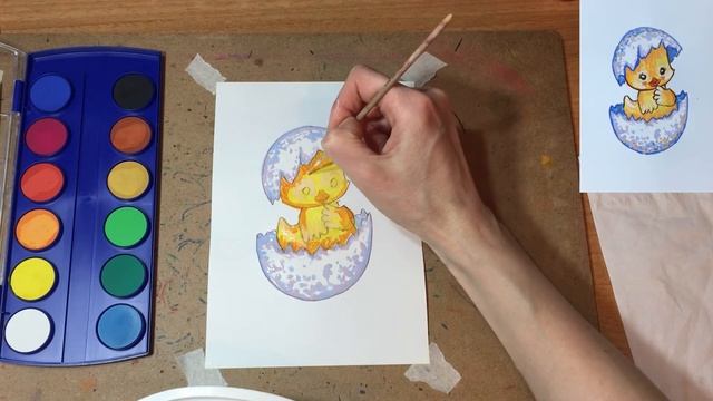 Цыпленок Пасхальная открытка Рисуем гуашью смотреть онлайн