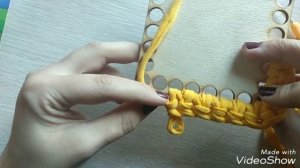 Корзина из трикотажной пряжи с деревянным донышком. Часть первая
