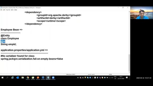 Spring Boot + Spring Data JPA + In memory database Derby Part-4 смотреть онлайн