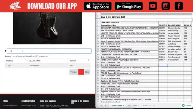 Live Draw 25.10.2021 - Guitar Gear Giveaway смотреть онлайн