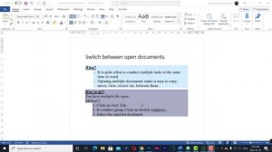 Switch between open documents -word Point#7