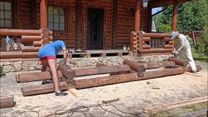 Лестница из бревна лиственницы. Первый опыт