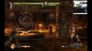 Tag team ladder, 2 controllers, 2 players - one PS3 in Mortal Kombat 9(2011). Scorpion and Ermac.