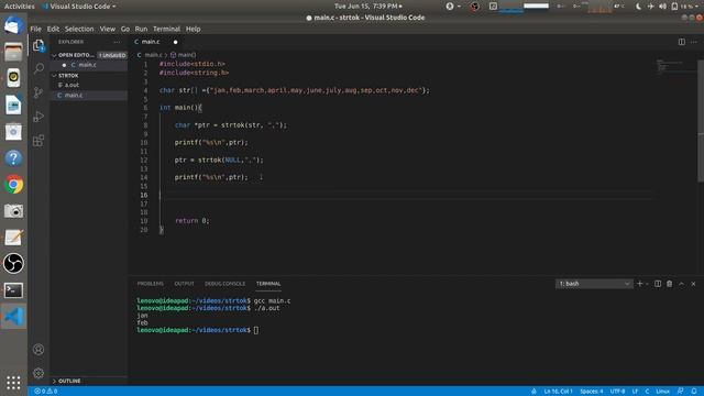 How to tokenize the string in C language | strtok