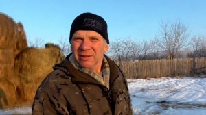 Как трактор ЮМЗ работает  мороз толкает ковшом навески навоз