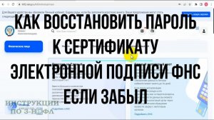 Забыл пароль электронной подписи ФНС, что делать, как восстановить, пароль Сертификата ЭЦП Налоговой