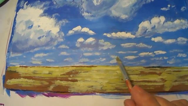 Пейзаж. Как нарисовать небо. Рисунки Зои смотреть онлайн