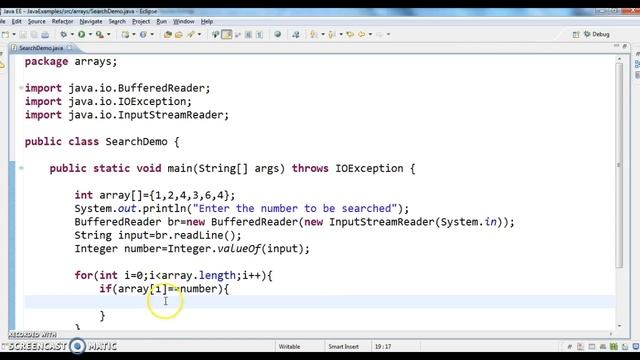 How to search for an element in array in java ?