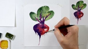 Как нарисовать свеклу акварелью, пару секретов как смешивать цвета в рисунке, рисунок, свекла