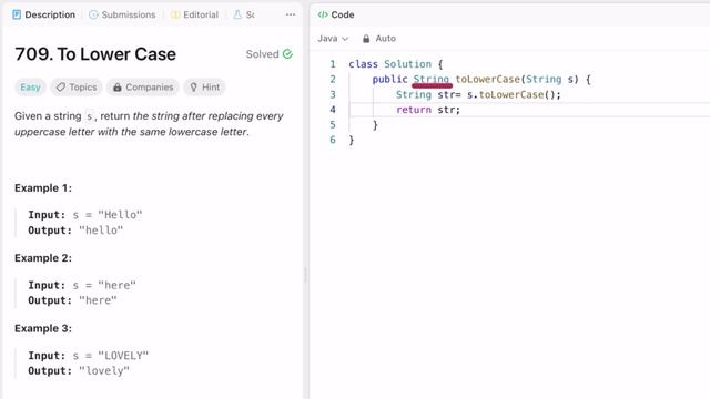 Leetcode | 709. To Lower Case | Easy | Java Solution